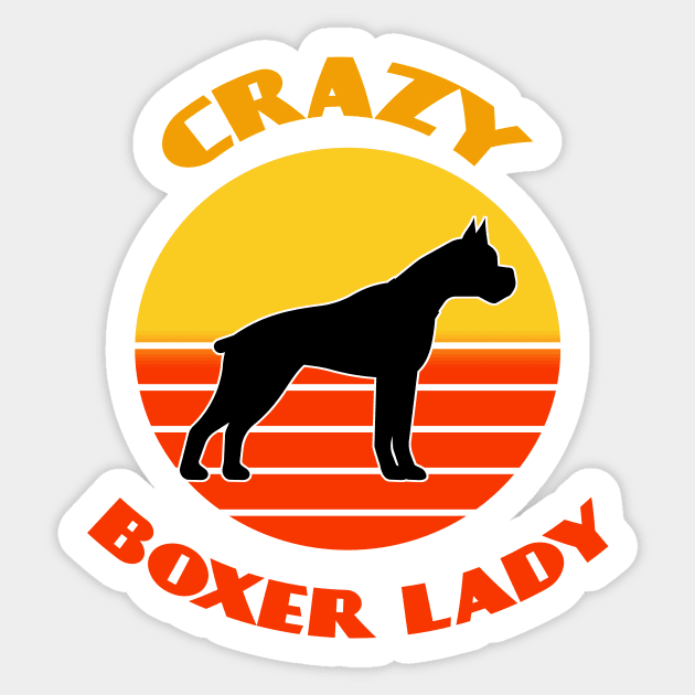 Crazy Boxer Lady Dog puppy Lover Cute Sunser Retro Funny Sticker by Meteor77